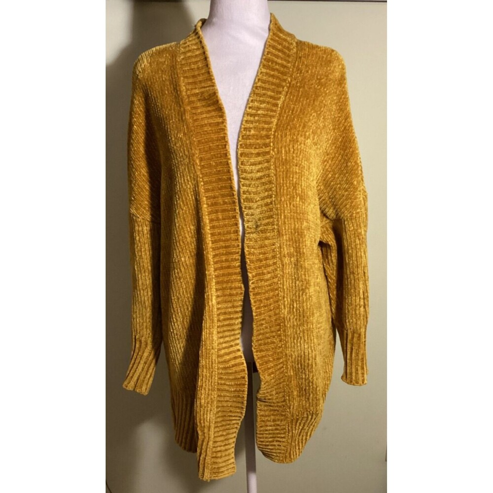 ModCloth Women's Size S Yellow Gold Tight-Knit Long Sleeve Open Cardigan Sweater